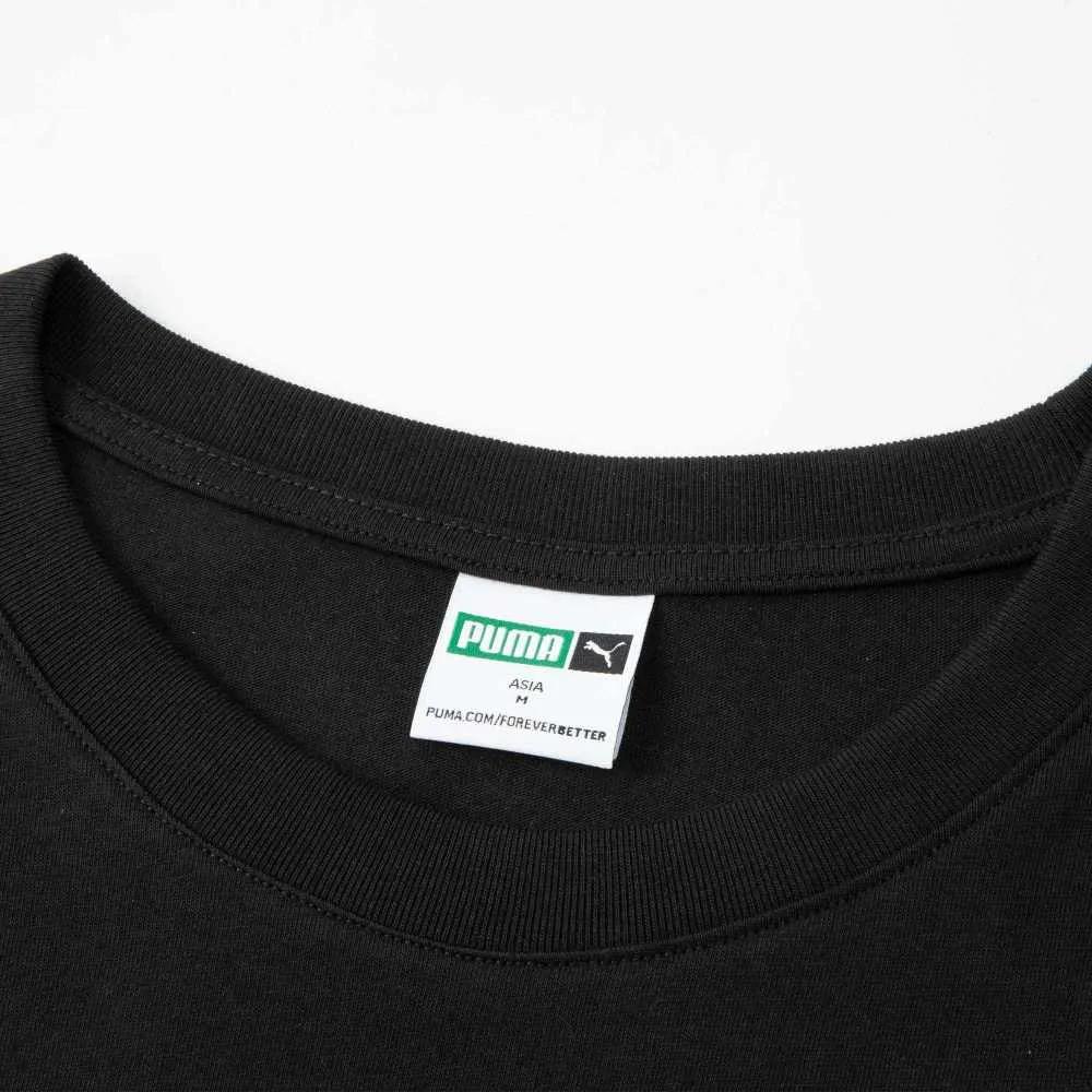 PUMA T Shirts Men's Black Crew Neck Moderate Straight Fit (Unisex) T-Shirts 625824 01