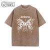 Camiseta Informal Lavada para Hombre con Estampado de Mariposas Góticas Verano Corte Holgado Algodón Puro Cuello Redondo Manga Corta Estilo Retro Urbano