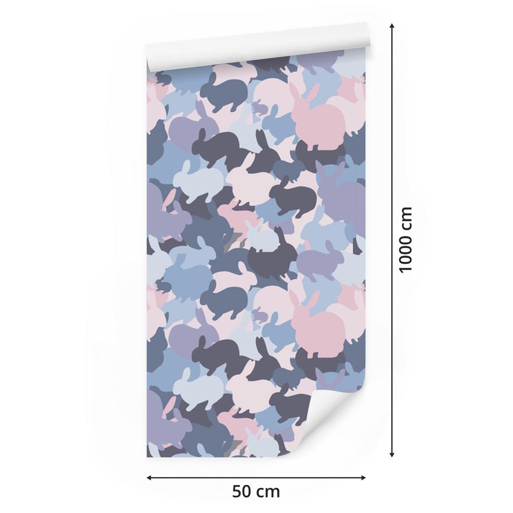 Rabbits wallpaper in various colors for living room and bedroom 50x1000