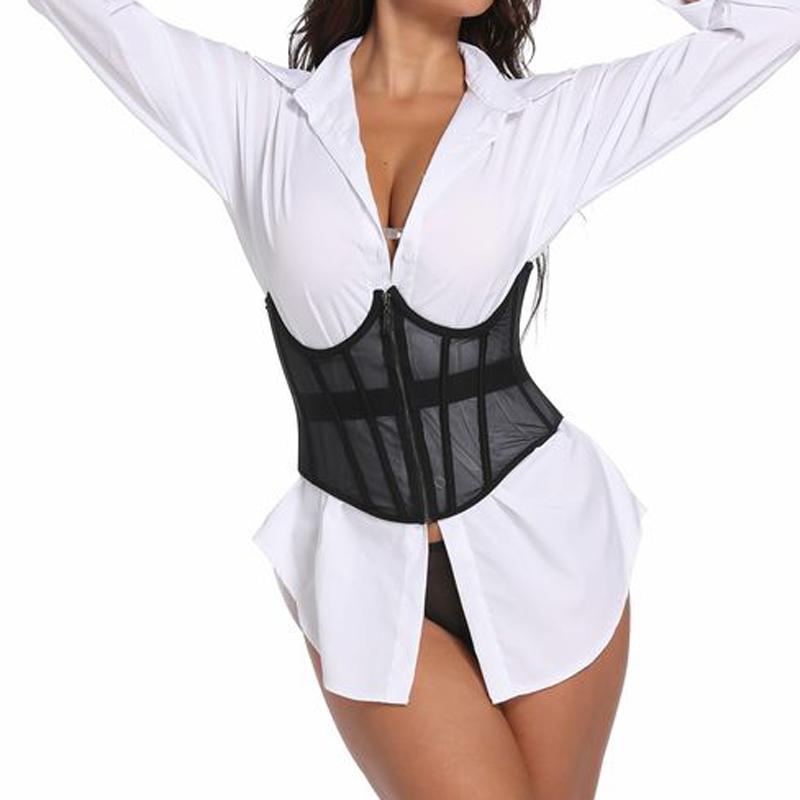 CINOON Schwarze Body-Shapewear für Damen, Gothic-Kleidung, Unterbrust-Taillenmieder, Trainer, Spitze, elastisch, sexy Fishbone-Korsetts und Bustier