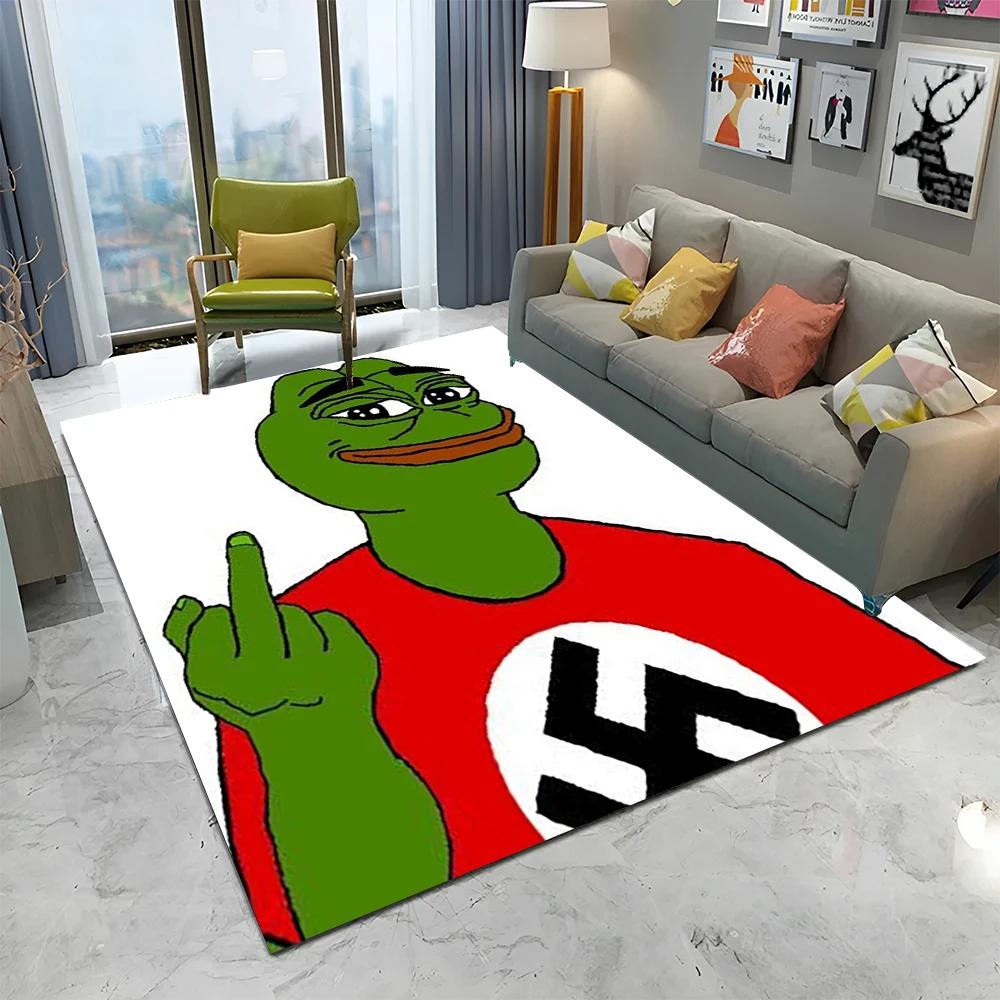 3D Pepe The Frog Face Cartoon Carpet Rug for Home Living Room Bedroom Sofa Doormat Decor,kids Play Area Rug Non-slip Floor Mat