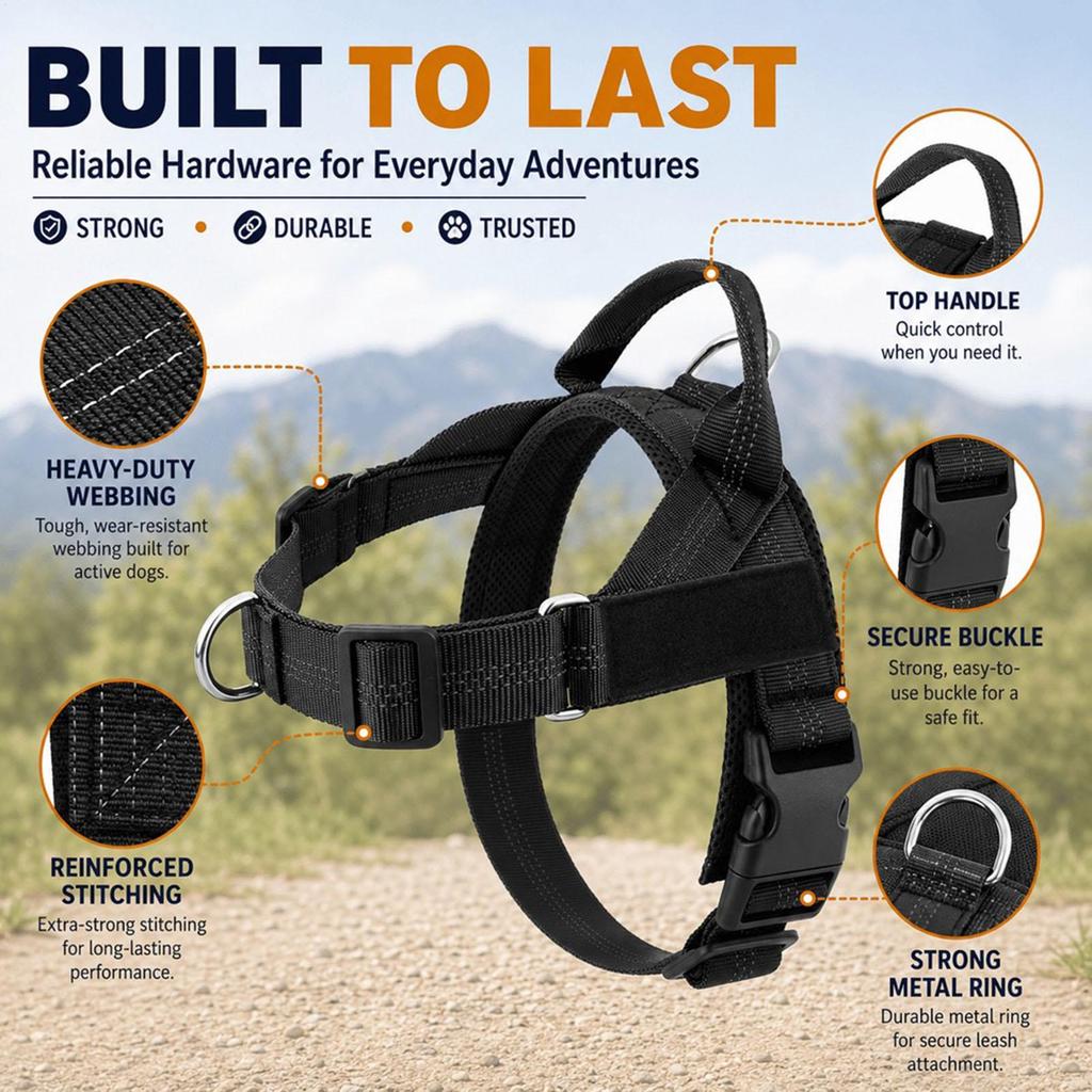 No Pull Dog Harness Breathable Mesh Adjustable Anti-Choke Escape Proof No-Pull Dog Harness For Daily Walking Training Weekend