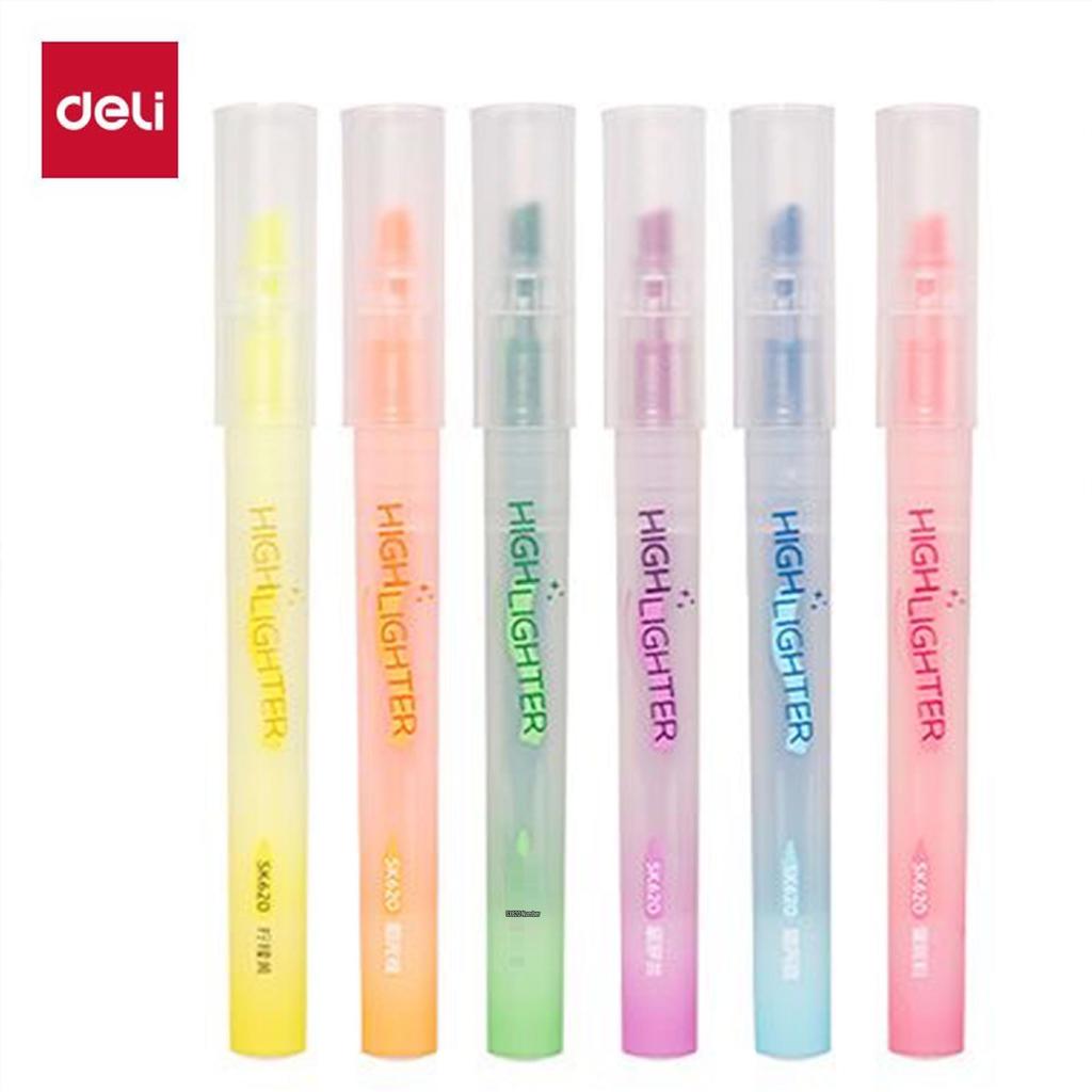 Deli SK620 Fluorescent Highlighter Set - Colored Thick Markers for Students