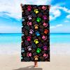 Pet Paw Prints Colorful Hand Towel, Soft Absorbent Quick-Dry for Swimming Camping Bathing Sunny Days