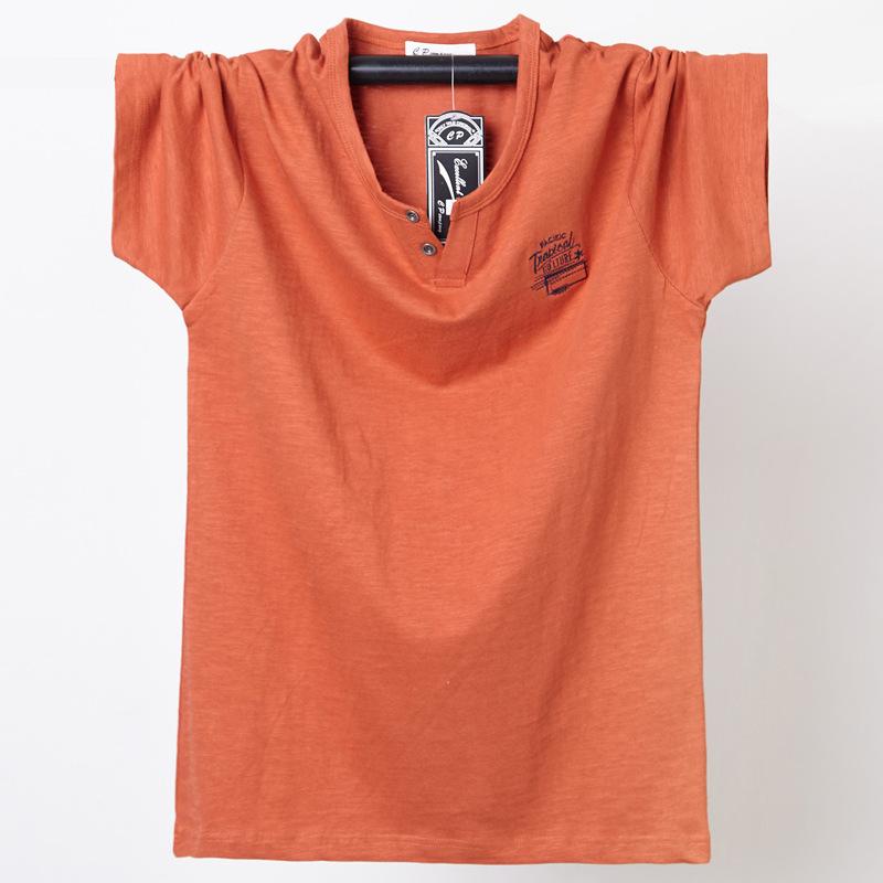 

Men s Plus Size Korean Style Bamboo Knit Short Sleeve T-shirt XL оранжевый