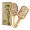 Biodegradable Custom Detangling Bamboo Hair Comb & Air Cushion Brush Comfortable Bamboo Handle Natural Color Travel-Friendly