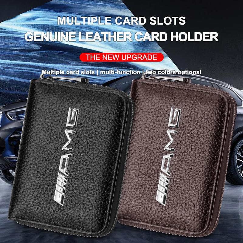 Leather Car Driver's License ID Card Bank Card Wallet Car Styling For Mercedes Benz AMG GLE GLS GLC CLA GLB ML W204 W206 W205 W212 W203
