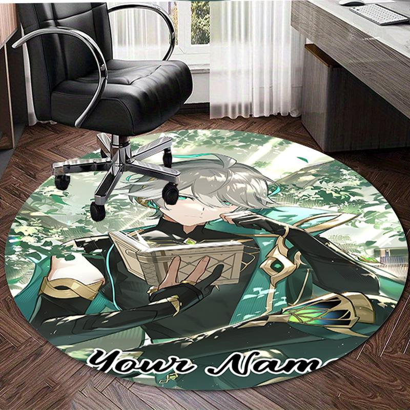 Personalized Genshin Impact Round Chair Office Rug - Perfect for Mat, Office Chair & More - Ideal Gift for Birthdays and Holidays