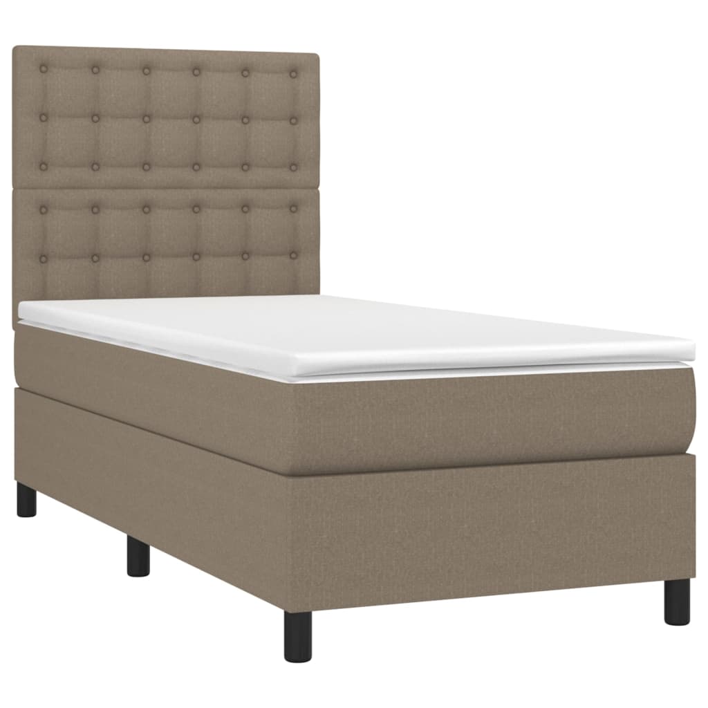 Box Spring Bed with Mattress Taupe 90x190 cm Fabric