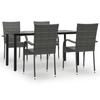 5 Piece Outdoor Dining Set Grey Poly Rattan