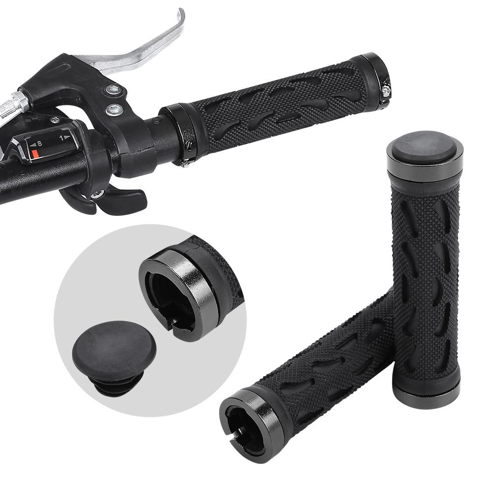 1Pair Hollow Anti Slip Rubber Road Mountain Bike Bicycle Handlebar Lock On Grips(Black)