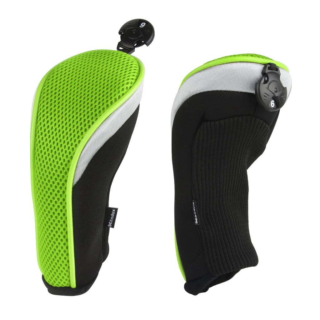 Andux Golf Hybrid Schlägerkopfhauben mit austauschbarem nummeriertem 3er-Set, (Grün)