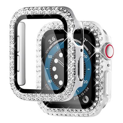 Fashion Diamond Watch Cover for Apple Watch Ultra 49mm Case 45/41/44/40/42/38mm Tempered Glass Bumper Screen Protector IWatch Series 7 SE 6 8 5