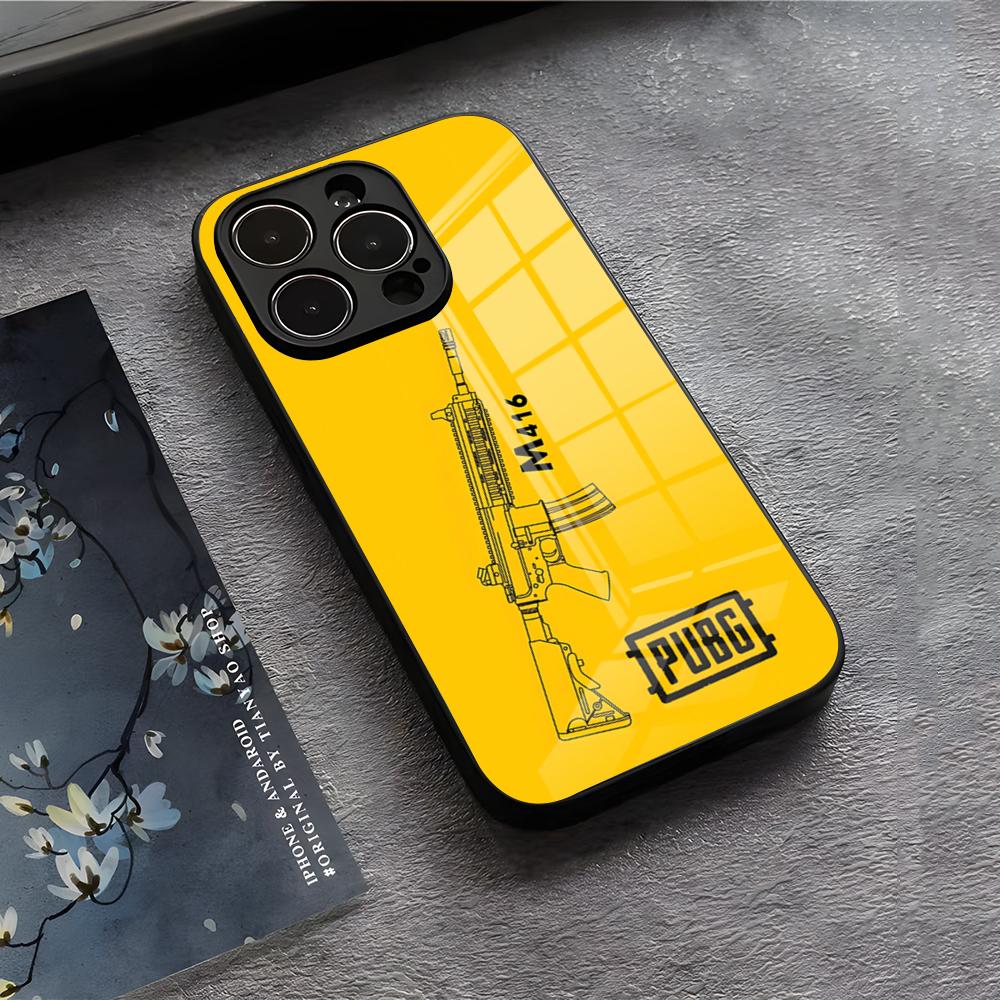P-Pubg G-Game Phone Case For IPhone 17 Air 16 E Pro Max 15 14 13 Mini 12 Pro 11 Max Plus Black Glass Cover