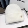 Etichetta Decor Basic Beanie Trendy Tinta Unita Cappelli in Maglia Elastica Berretto Caldo con Risvolto per Donna Uso Quotidiano Autunno e Inverno