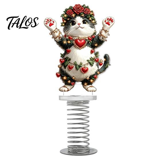 Strong Adhesive Base Car Figurines Cute Cat/Dog/Elf Dashboard Decorations with Spring Swing Design, Double-sided 2D Flat Acrylic Desk Accessories for
