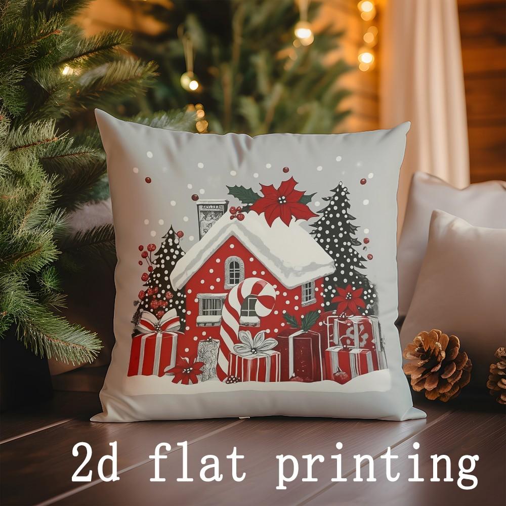 Home Decor Christmas Themed Decorative Pillow Covers Pattern Cushion Cover Suitable For Sofa Bedroom Car Pillow Cover