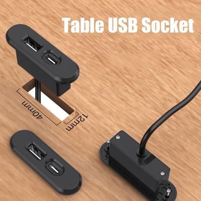 Embedded Table USB Power Socket USB TYPE-C Charger Mini Desktop Charge Adapter 5V2A Furniture Sofa Socket Desktop Power Strip