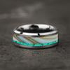 Fashion 8mm Men Stainless Steel Ring with Turquoise and Marble Stones Inlay Rings for Men Women Wedding Jewelry Drop Shipping