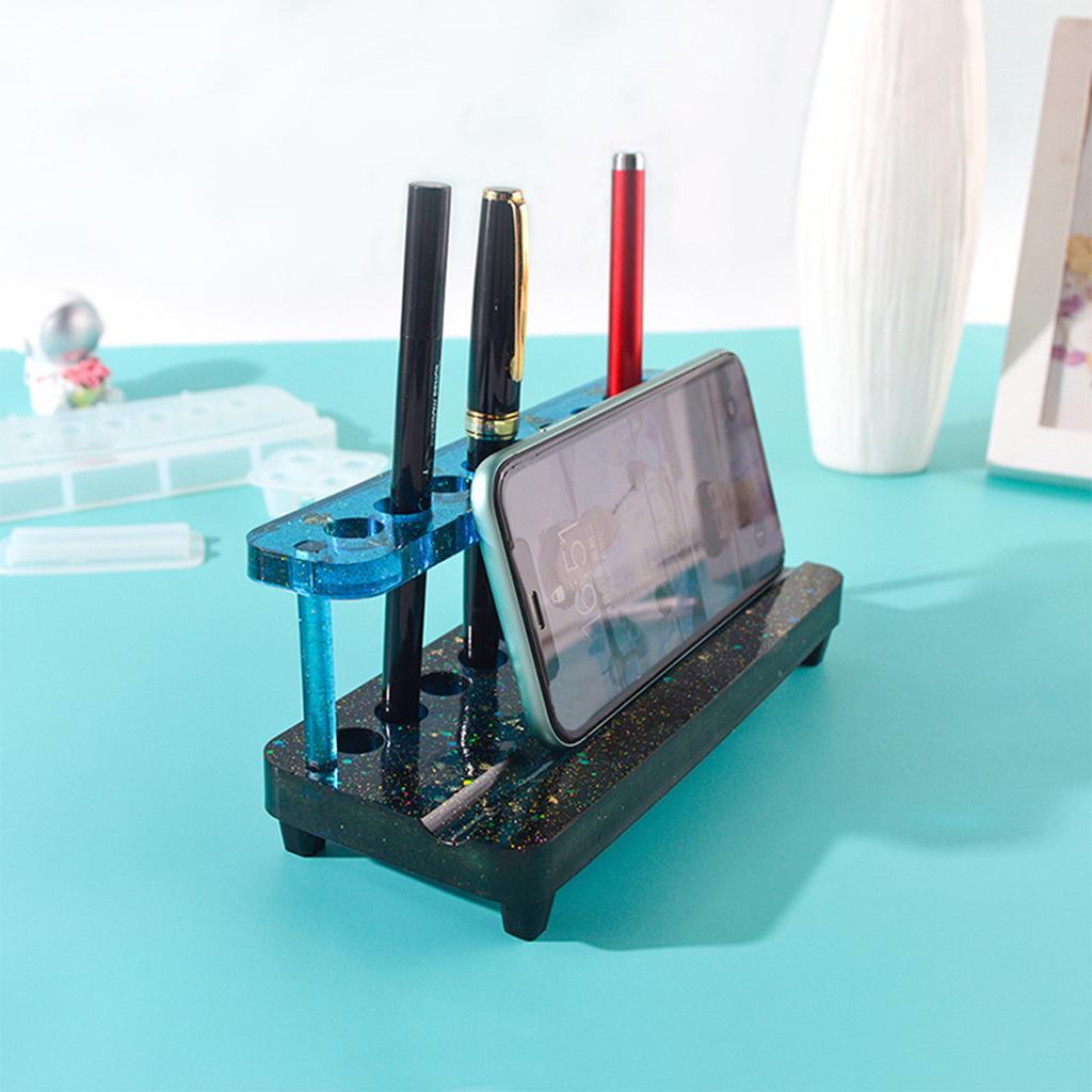 4Pcs Pen Holder Mold for Resin Casting Pencil Holder Silicone Mold Epoxy Resin Mold DIY Handmade Craft Office Ornament