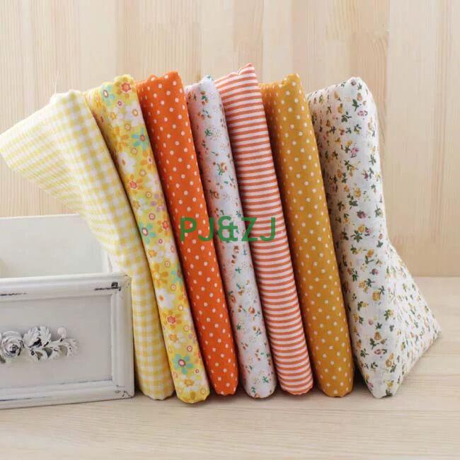 7-Color Patchwork Fabric Set: Plain, Floral, Gingham, Polka Dot, Handmade DIY Cotton