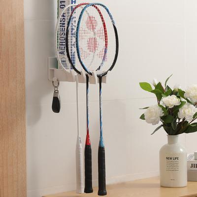 Wall Mounted Badminton Racket Holder Punch Free With Ball Hanger 3-Slots Storage Rack For Tennis Pickleball Ping Pong Paddle