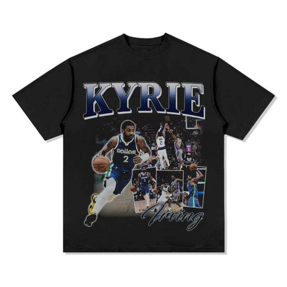 

Винтажная футболка оверсайз с графикойKyrie Irving Dallas Mavericks #2, Бутлег, Стритвир NBA, Повседневный топ унисекс 4XL