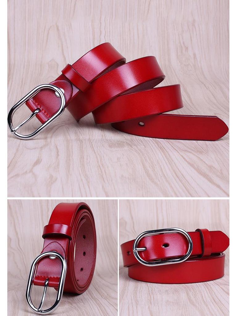 Women's Genuine Leather Fashion Belt – Versatile Casual Waistband with Pin Buckle for Jeans