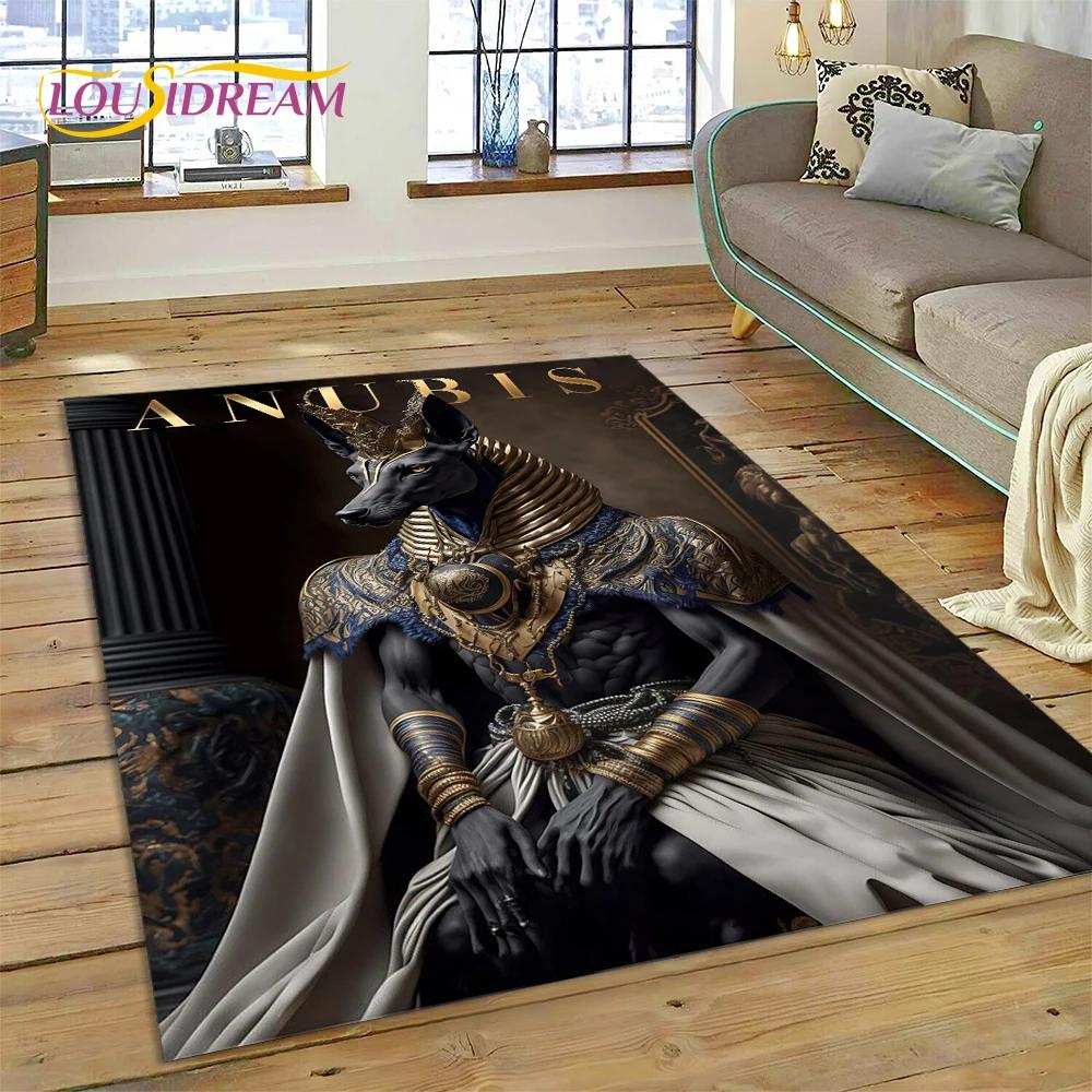 Tappeto 3D Anubis Faraone Horus Mitologia egizia Dei Tappeto per casa Soggiorno Camera da letto Divano Zerbino Decor, Tappeto Tappetino antiscivolo