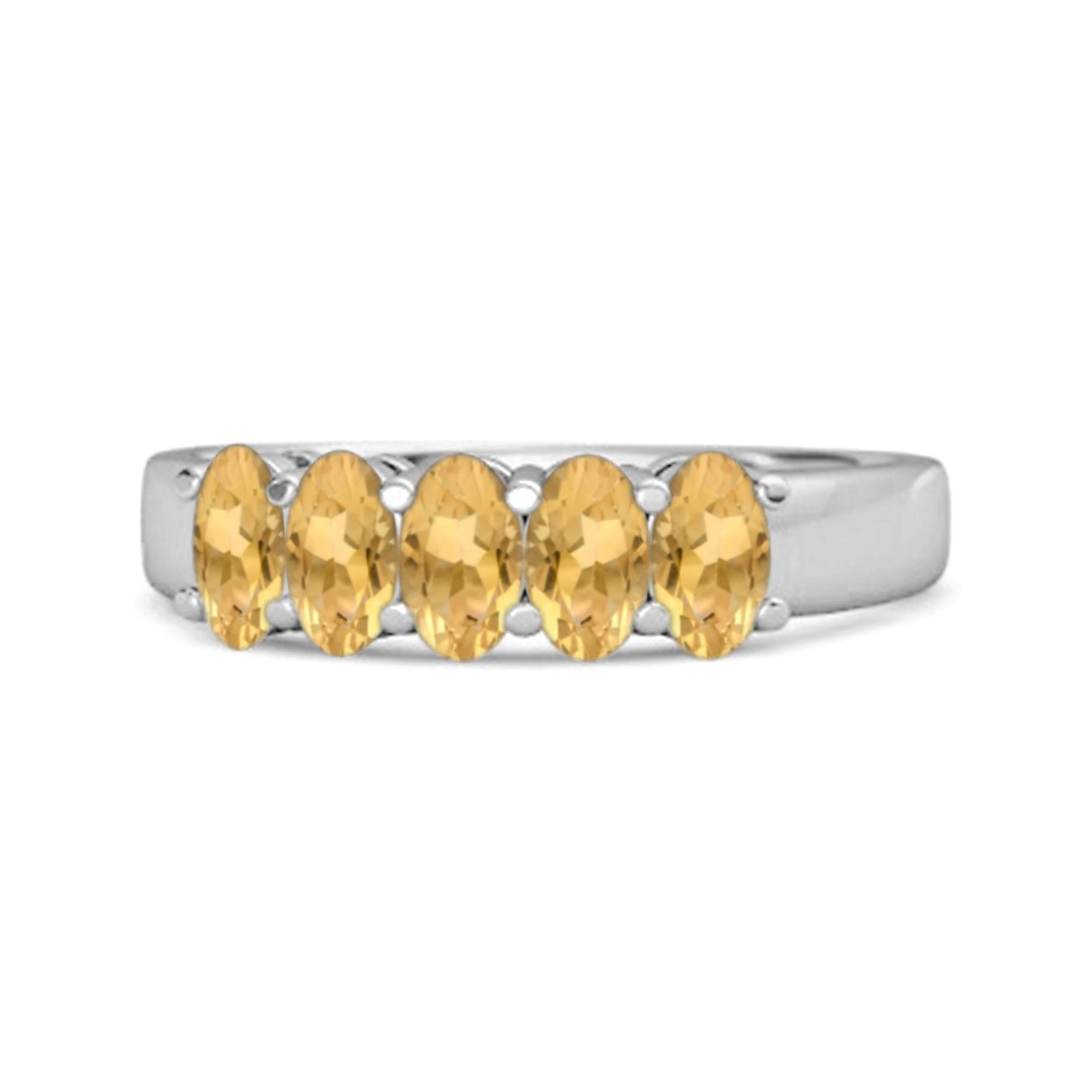

Citrine 5- 925Stone Eternity Band Ring- 925 Sterling Silver 9.5 білий