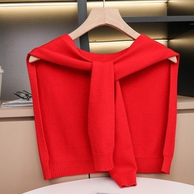 Spring and Autumn Air-conditioned Room Shoulder Small Shawl Knotted Knitted Knitted Sweater Wool Scarf Women