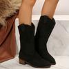 Large Size Suede Pointy Boots For Women In Autumn And Winter Retro Mid-Tube Boots Thick Heel Sleeve Boots Outdoor Fashion Boots