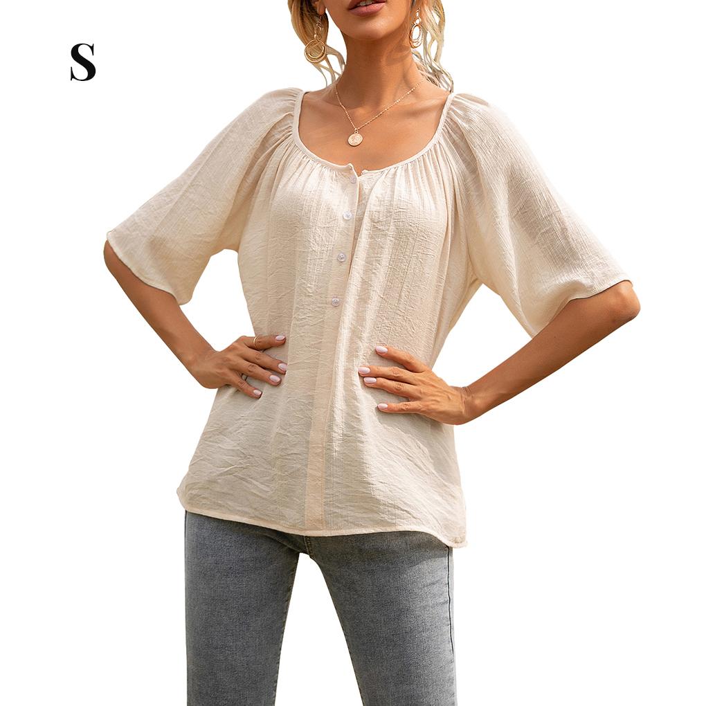 Women Blouse Short Sleeve Summer Casual Top