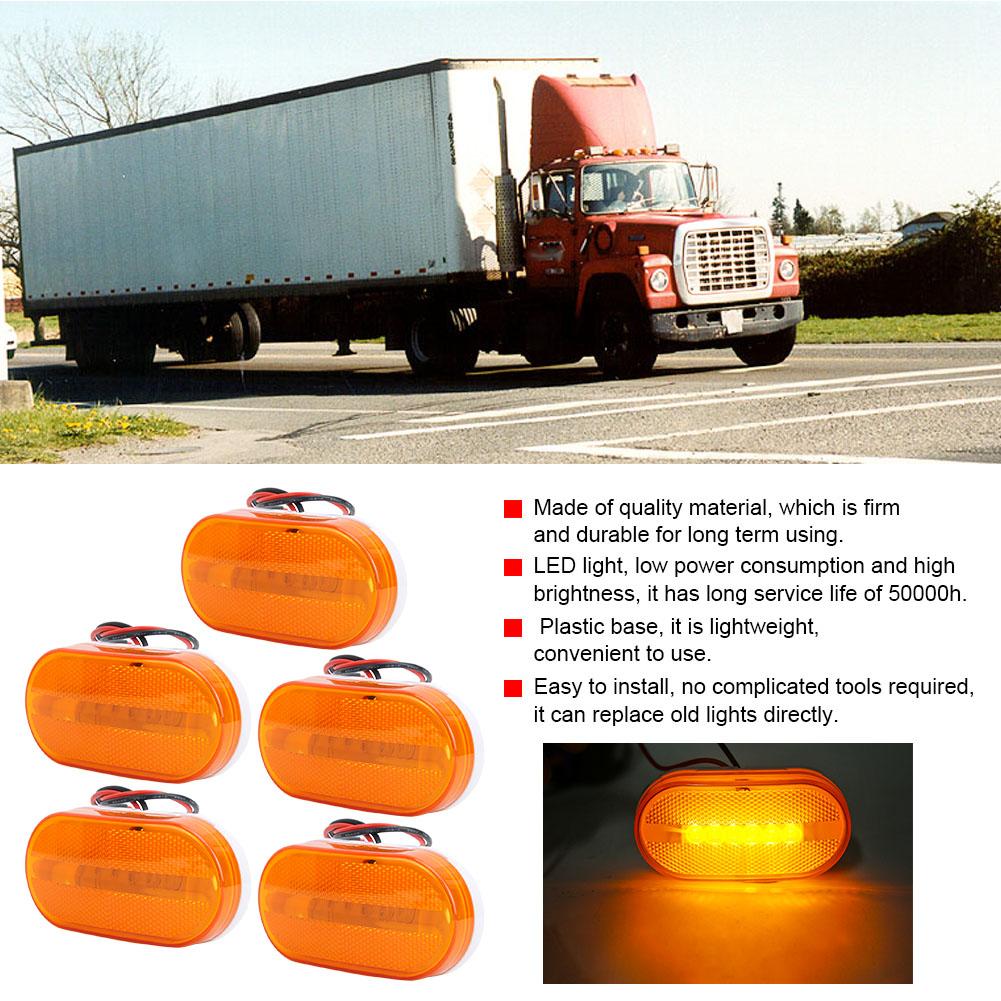 5pcs 6LED 12V Side Marker Indicators Lights for Truck Trailer Practical Accessory