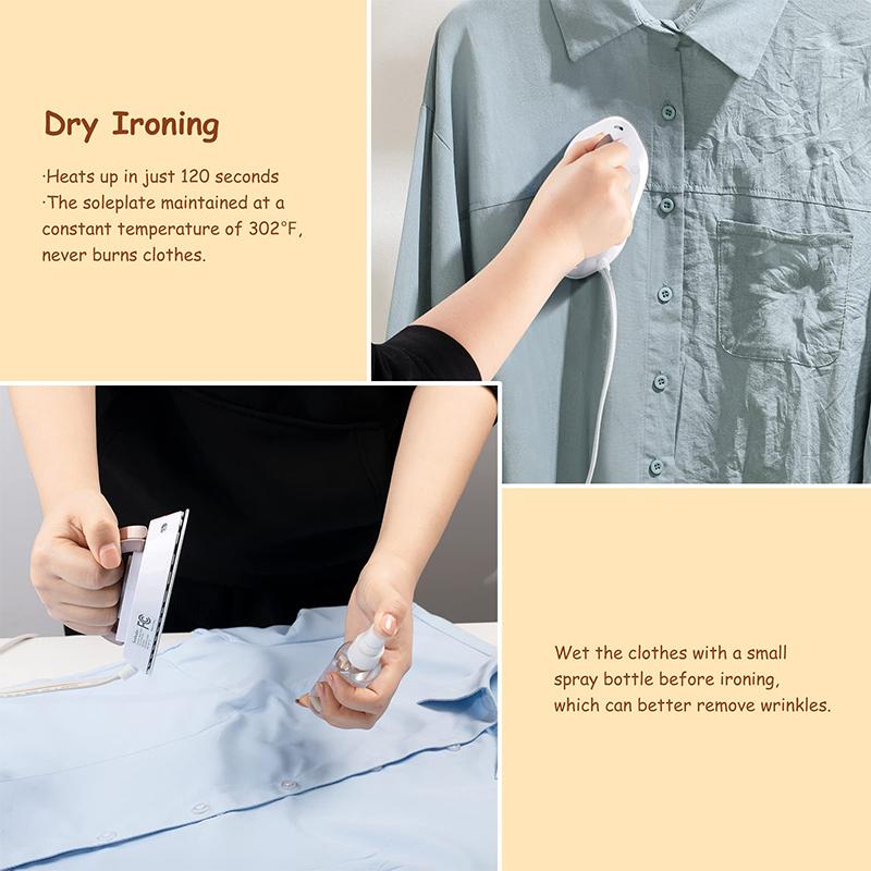 Dual-voltage Non-steam Travel Dry Iron Come with Travel Bag 100-120V / 220-240V, 50/60HZ, 150W