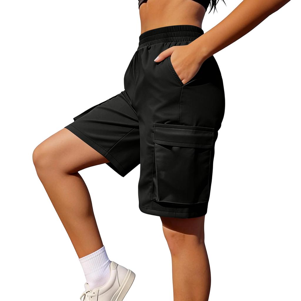 Women's Casual Loose Color Pants Pocket Utility Shorts
