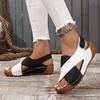 Fashion Mix Color Wedge Sandals for Women Summer 2025 Comfortable Non Slip Beach Shoes Woman PU Leather Platform Roman Sandalias Mujer