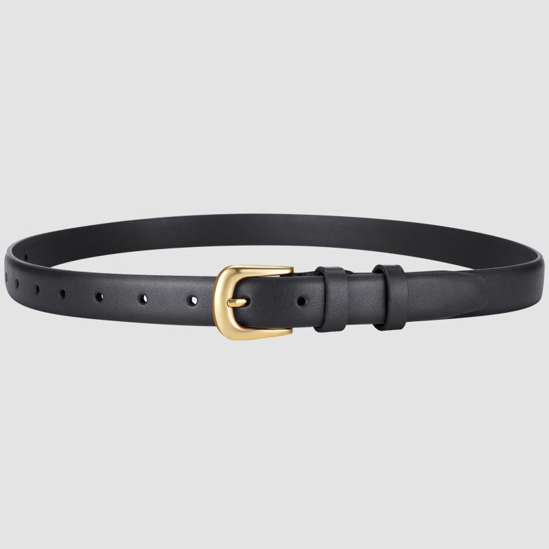 Women's Versatile Thin Leather Waist Belt with Square Pin Buckle - Fashionable Korean Style for Jeans