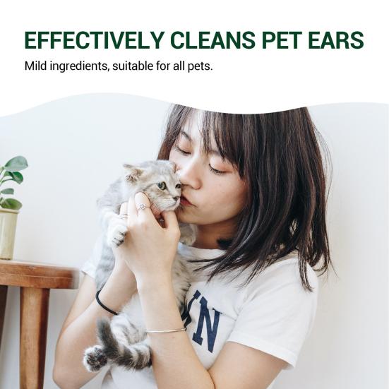Limpiador de Oídos para Mascotas de 60 ml No Irritante Gatos Perros Líquido Limpiador de Oídos Suave para Oídos