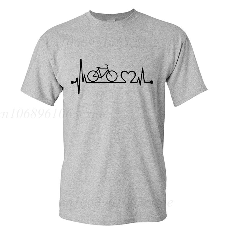 Summer Mens Tshirt Bicycle Pulse T Shirt Heartbeat Bike Top Bicycle Lovers Tshirt Unisex T-shirt Teenagers Cycling Lover Tops