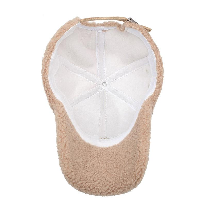 Gorra de Béisbol de Invierno para Hombre Mujer Bordado de Letras Gorra de Lana de Cordero Gorra Cálida