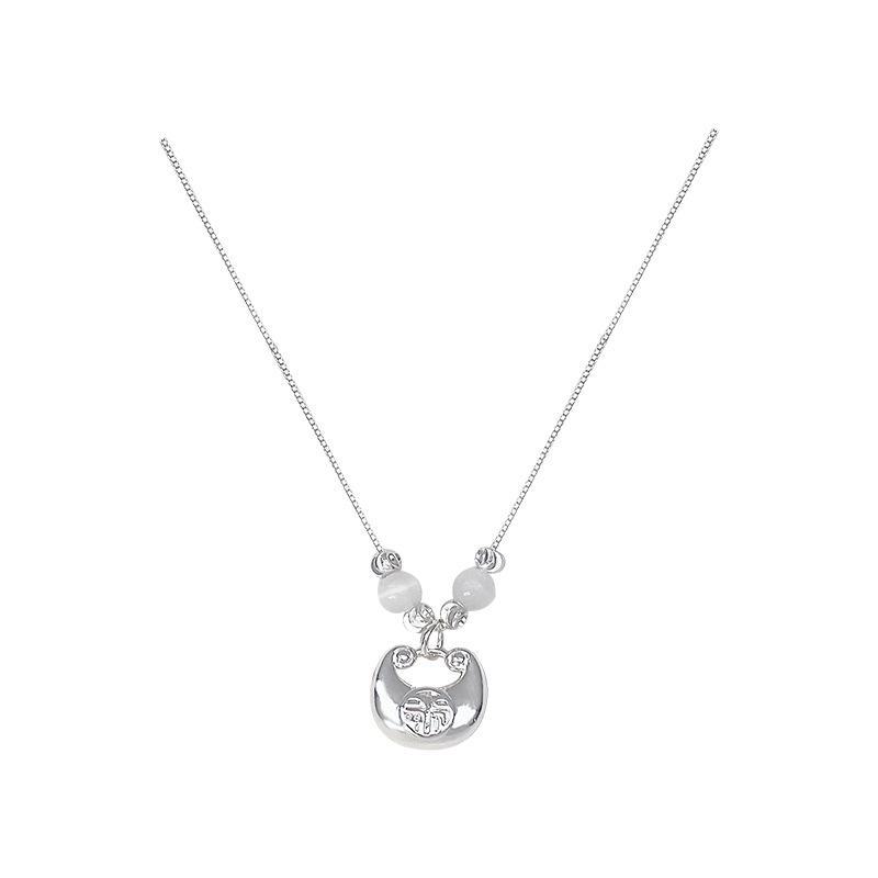 Elegant Chinese Blessing Ingot Necklace for Women – Light Luxury, Versatile, High-End Clavicle Chain