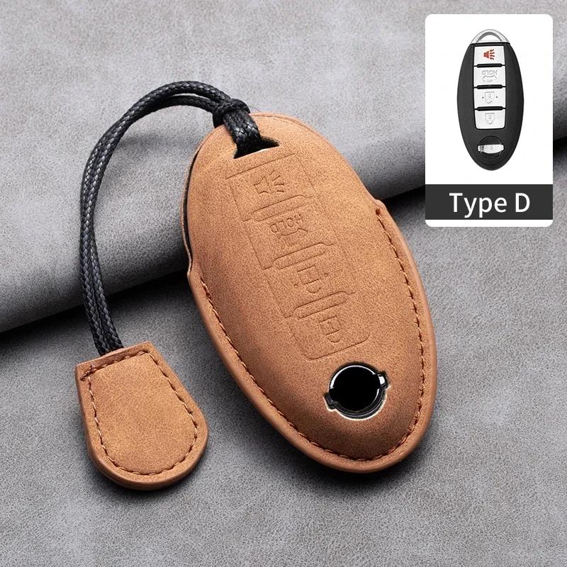 Leather Car Remote Key Case Cover Shell for Nissan Versa Maxima Altima Rogue Armada Sentra Murano for Infiniti FX35 QX60