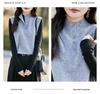 Women's 100% Wool Half-Open Button-Up Knit Vest - Sleeveless, Versatile, Solid Color Pullover with Half-High Collar