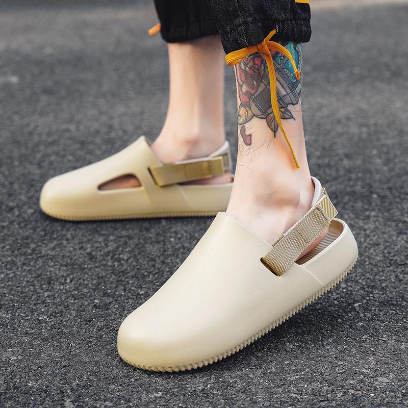 Fashion Shoes Men Summer Thick Bottom Casual Men's Beach Sandals Lightweight Hollow Out Breathable Baotou Slippers Couple Casual Shoes
