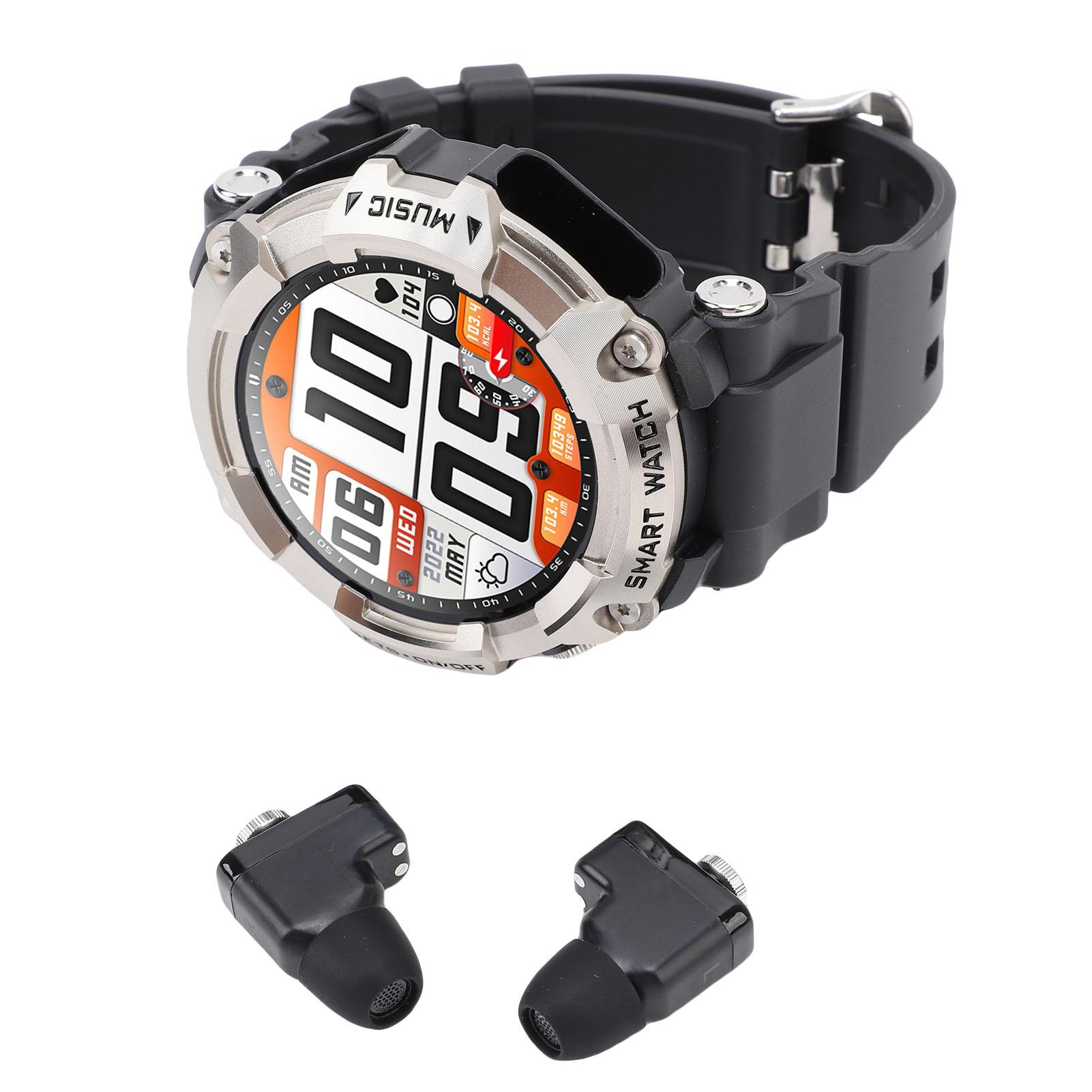 Умные часы 2 в 1 с беспроводными стереонаушниками, экран 1,52 дюйма, NFC, фитнес-трекер, умные часы, запись музыки в формате MP3 Silver серебряный