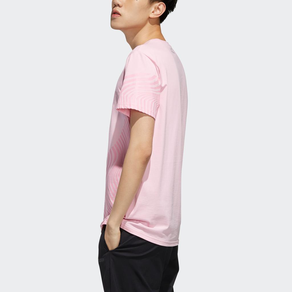 Adidas Neo Alphabet Print Casual Sports Breathable Straight T-Shirt Men Tops Pink EI4486