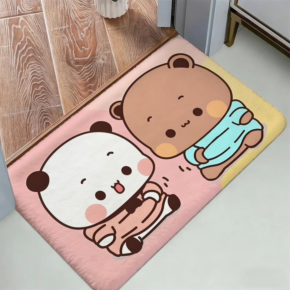 Bubu and Dudu Cute Floor Mat Cozy Flannel Soft Thick Non-Slip Mat for Living Room Bedroom Kitchen Decor Rugs