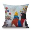 Decorative Cushion Covers Squirrel Bird Bear Fox Animals Pillow Case Modern Decor Flower Pillowcase For Sofa 45X45Cm