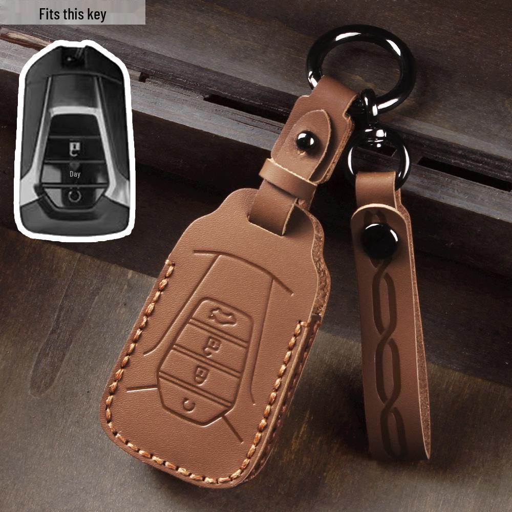 Premium Genuine Leather Key Case for Isuzu DMAX/MUX Smart Remote